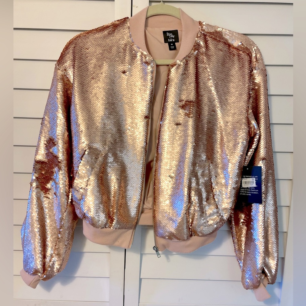 Becca Tilly x Bar III Sequin Bomber Jacket